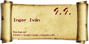 Inger Iván névjegykártya
