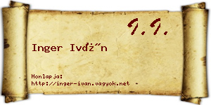 Inger Iván névjegykártya